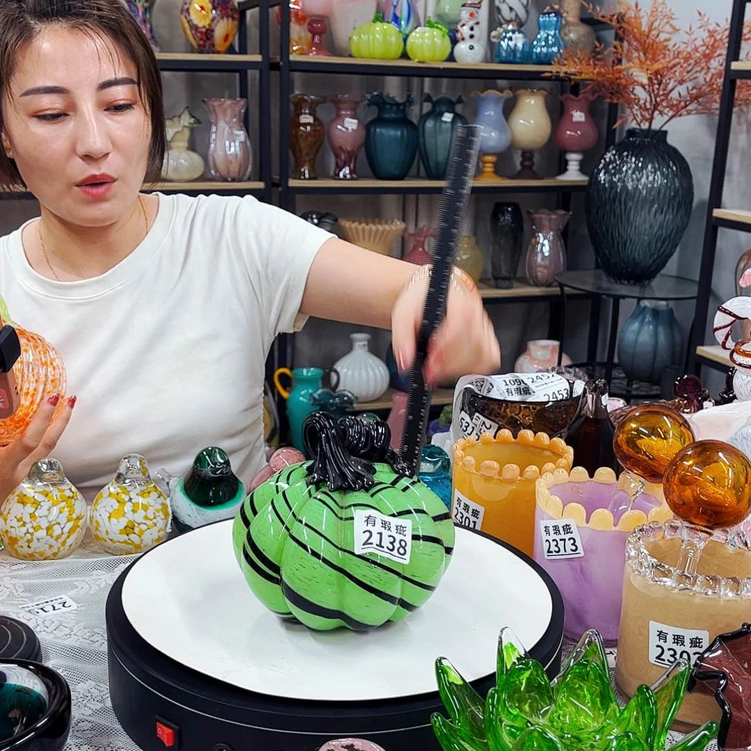 2138瑕 家悦琉璃花瓶摆件