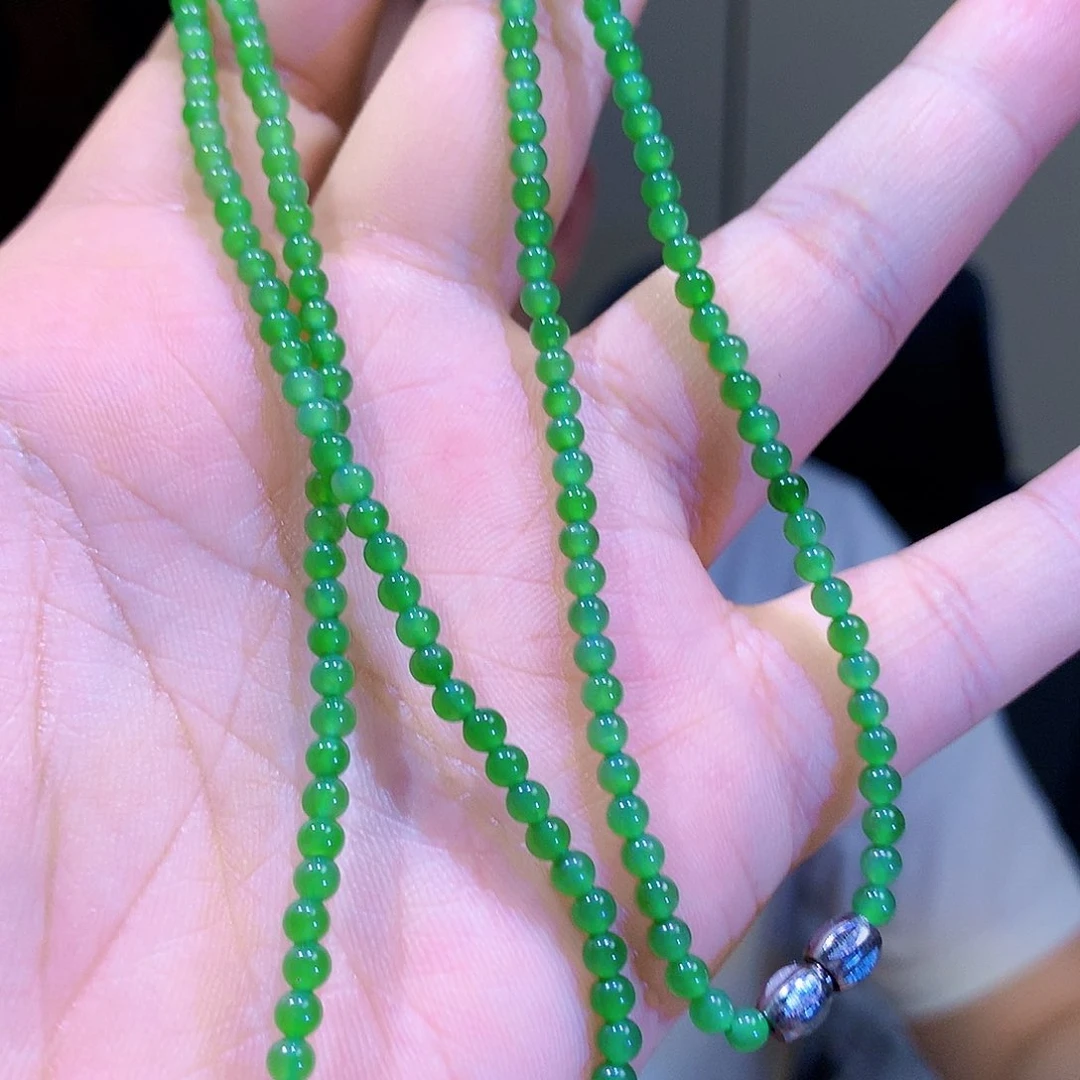 颈饰银S925镀金镶嵌和田玉（碧玉）卡3