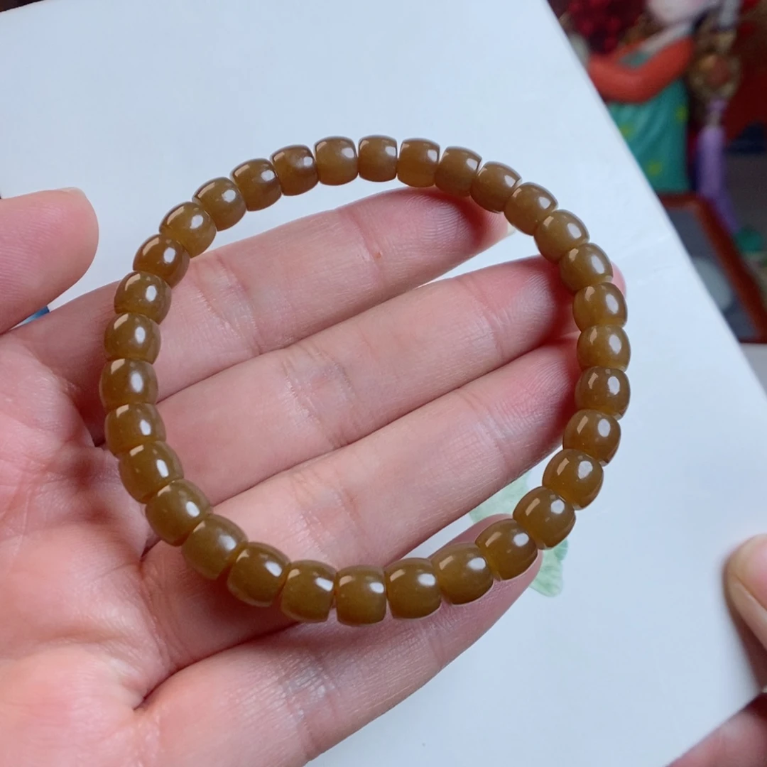 和田玉手链未镶嵌金山红糖