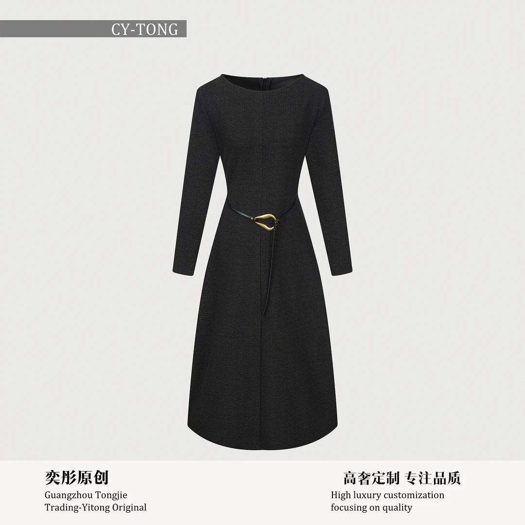 【彤姐原创】秋冬轻奢收腰时尚女款气质设计师款连衣裙TWLYQ5051