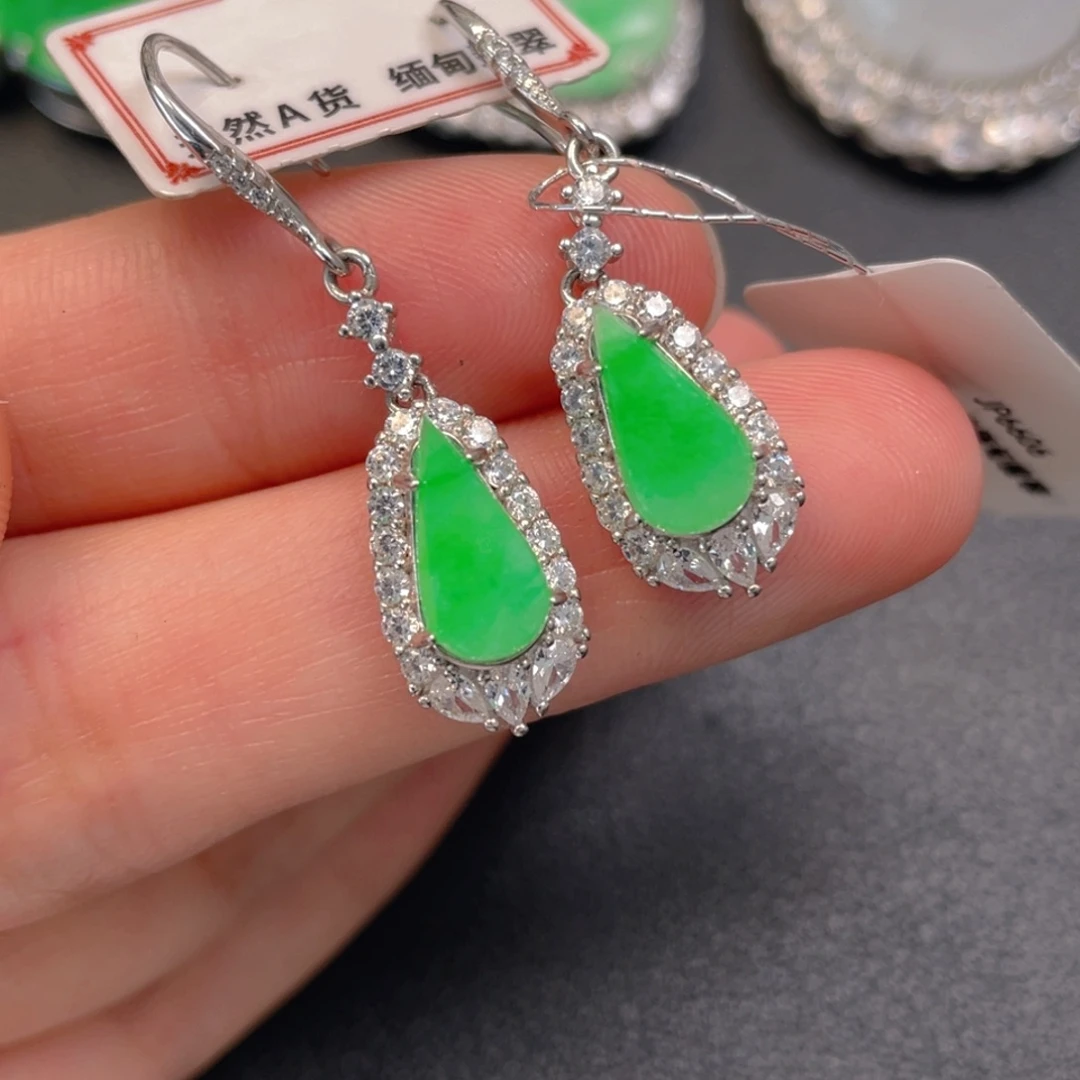 翡翠银S925镶嵌吊坠(不含链)耳坠