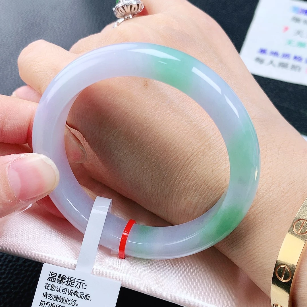 未镶嵌手镯翡翠54+春彩