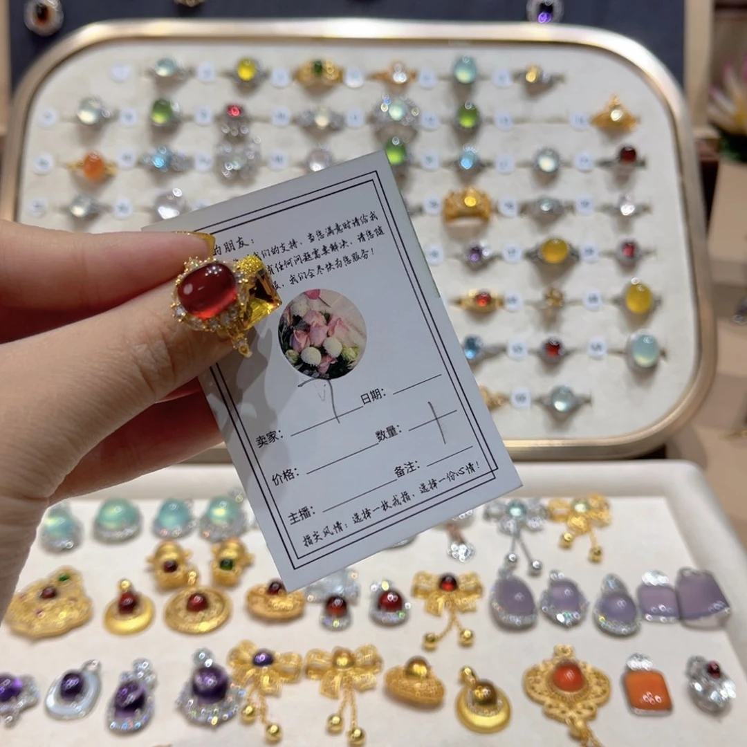 岫玉戒指银S925镶嵌丹*