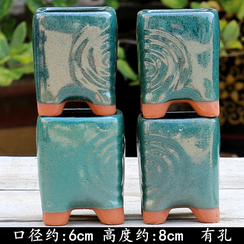 手工粗陶透气小口径方口多肉老桩花盆创意群生绿植盆TZ1063
