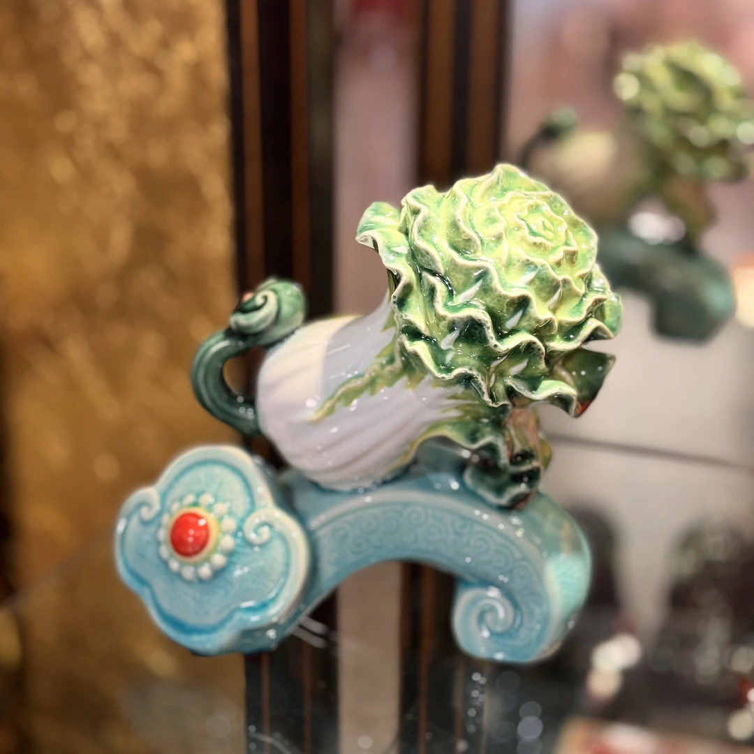 【BENNY专属】AM30非遗手工石湾陶《百财如意》小号白菜摆件