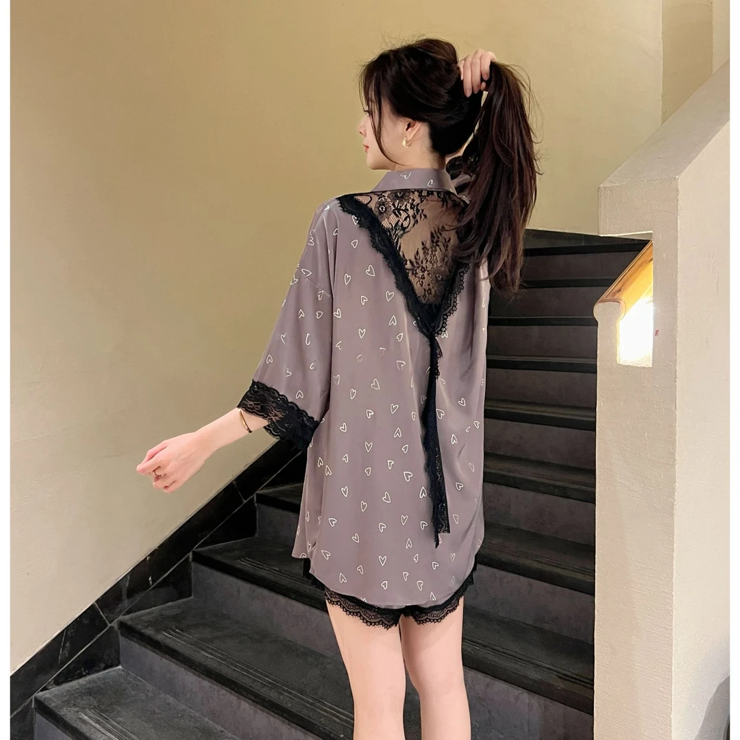 冰雪丝爱心蕾丝家居套装