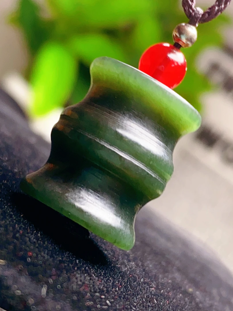 和田玉立体雕刻竹节吊坠拍一发一