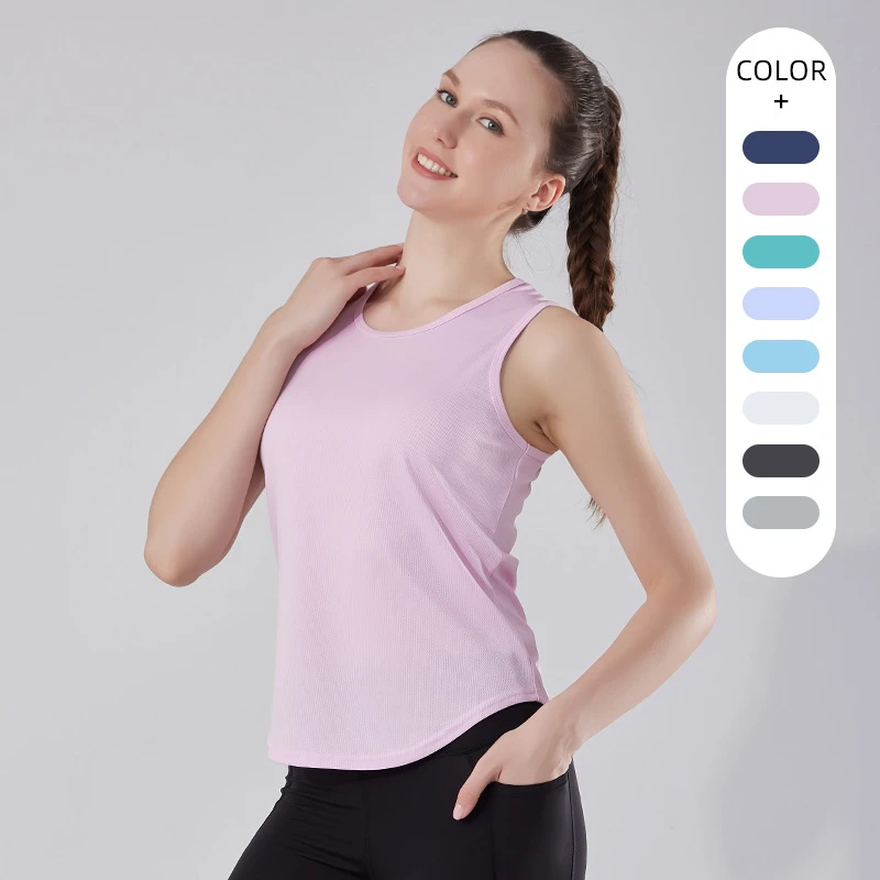 夏季户外时尚休闲运动女士美背显瘦透气宽松无袖圆领薄款修身瑜伽