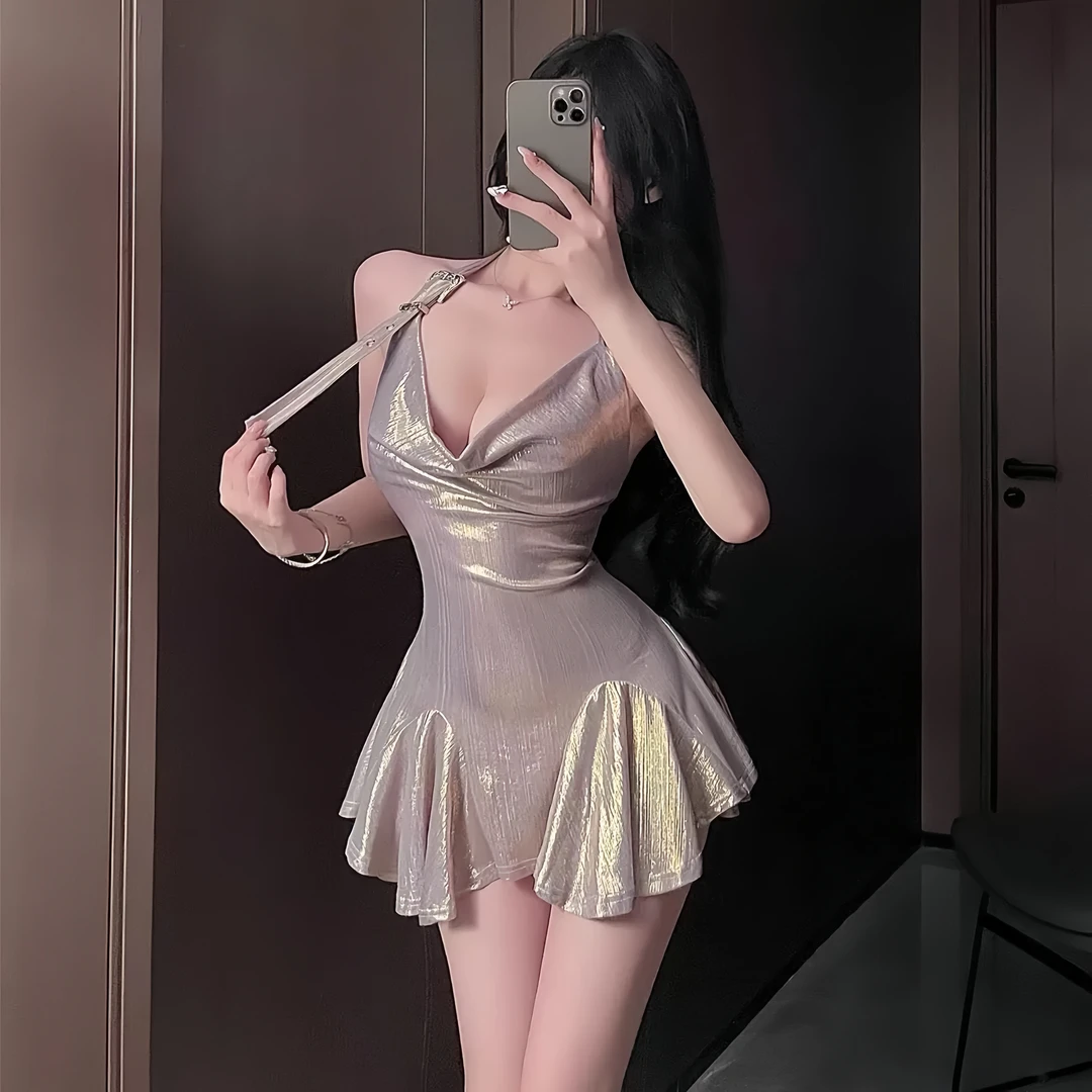 刘掰掰【紫霞】春夏时尚女士性感纯欲轻奢蕾丝气质法式睡裙