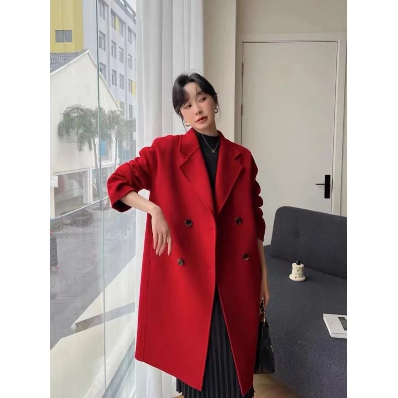 【彤姐原创】设计师高端气质双面毛呢轻奢女士双面呢外套678464