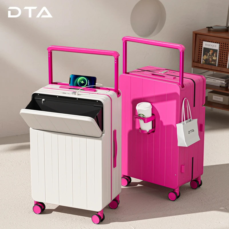 DTA【方糖】男女士宽拉杆行李箱多功能旅行箱耐用pc可登机行李箱