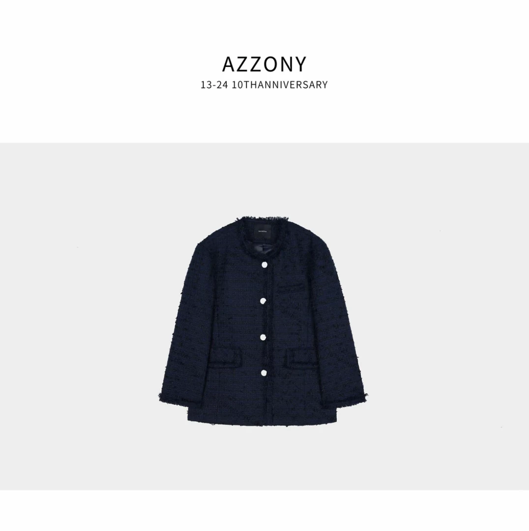 Az LongQuan 流苏藏青小香外套 2025秋季设计师新款 QWWL2502023