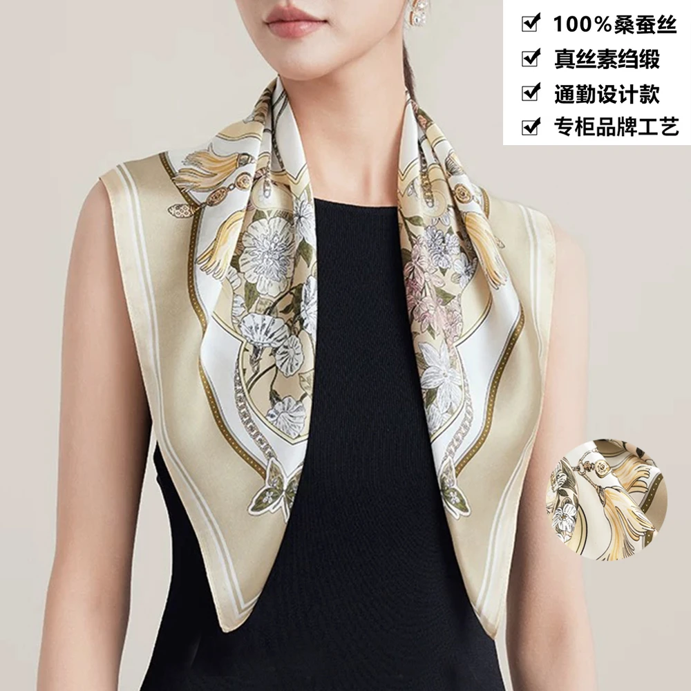 16姆米100桑蚕丝丝巾同心金兰真丝素绉缎围巾老钱风真丝丝巾SJ02