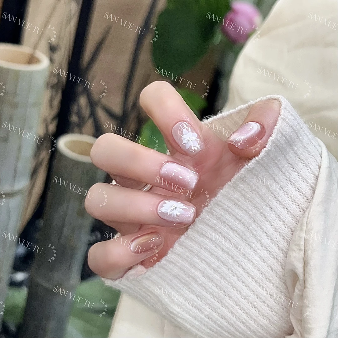 洛阳花-三月兔美甲猫眼手工可拆卸穿戴甲