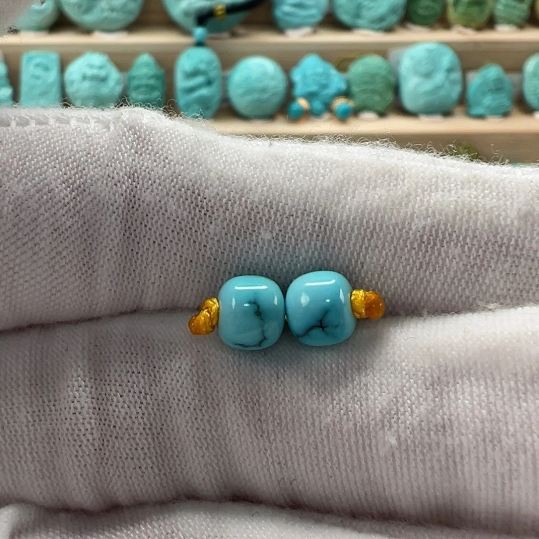 未镶嵌绿松石老型对珠6x5.2mm