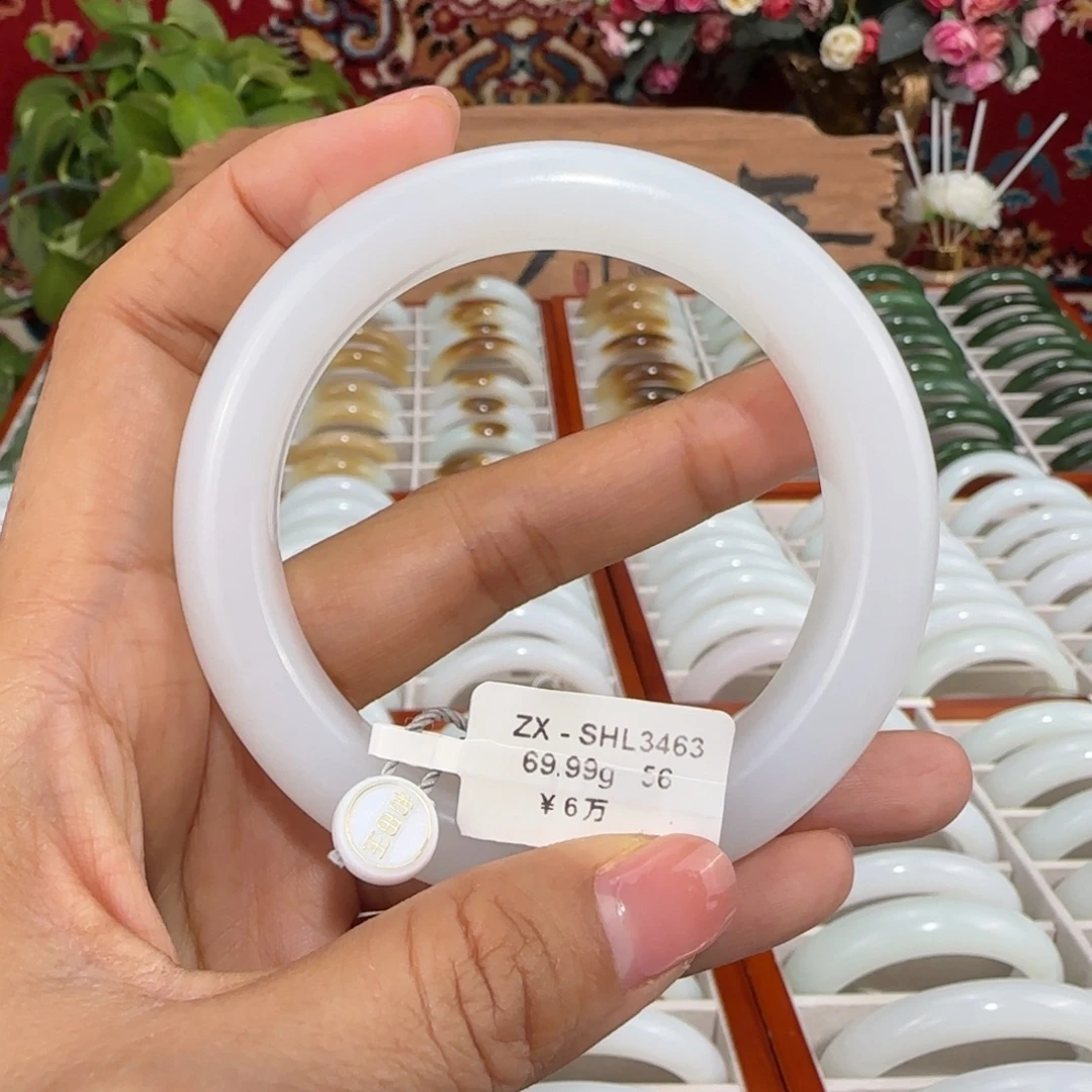 和田玉未镶嵌手镯天然新疆羊脂白玉白月光女士和田玉手镯