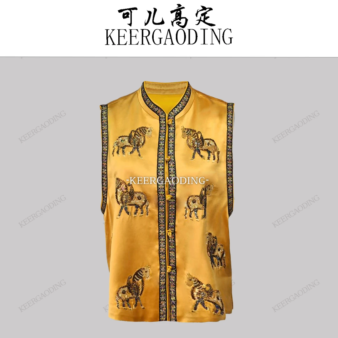 【元旦宠粉】高端新中式国风设计师款重工钉珠刺绣马甲WK-6100