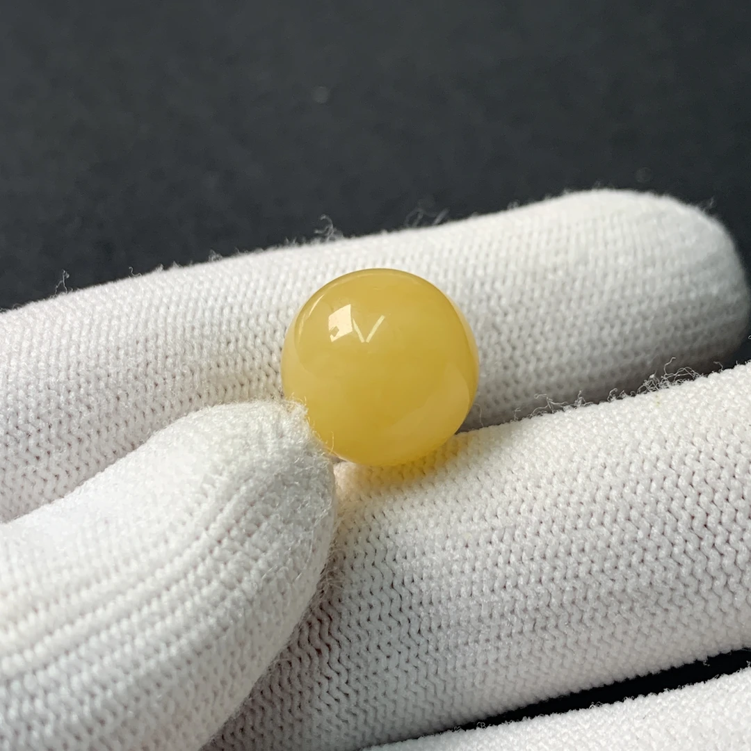 Y1079保真原矿俄料尺寸14.6mm蜜蜡单珠圆珠单颗手串隔珠-支持复检