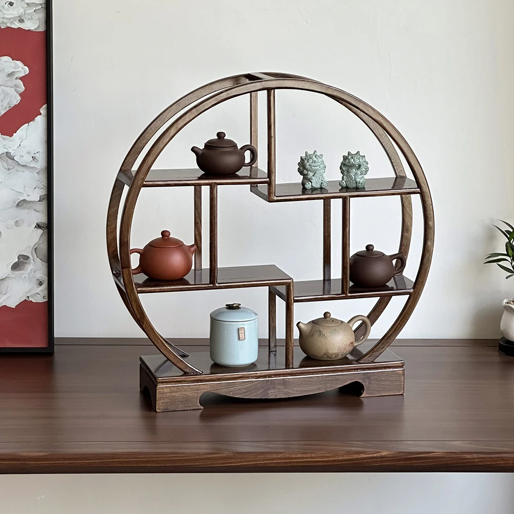 实木原木多层置物架