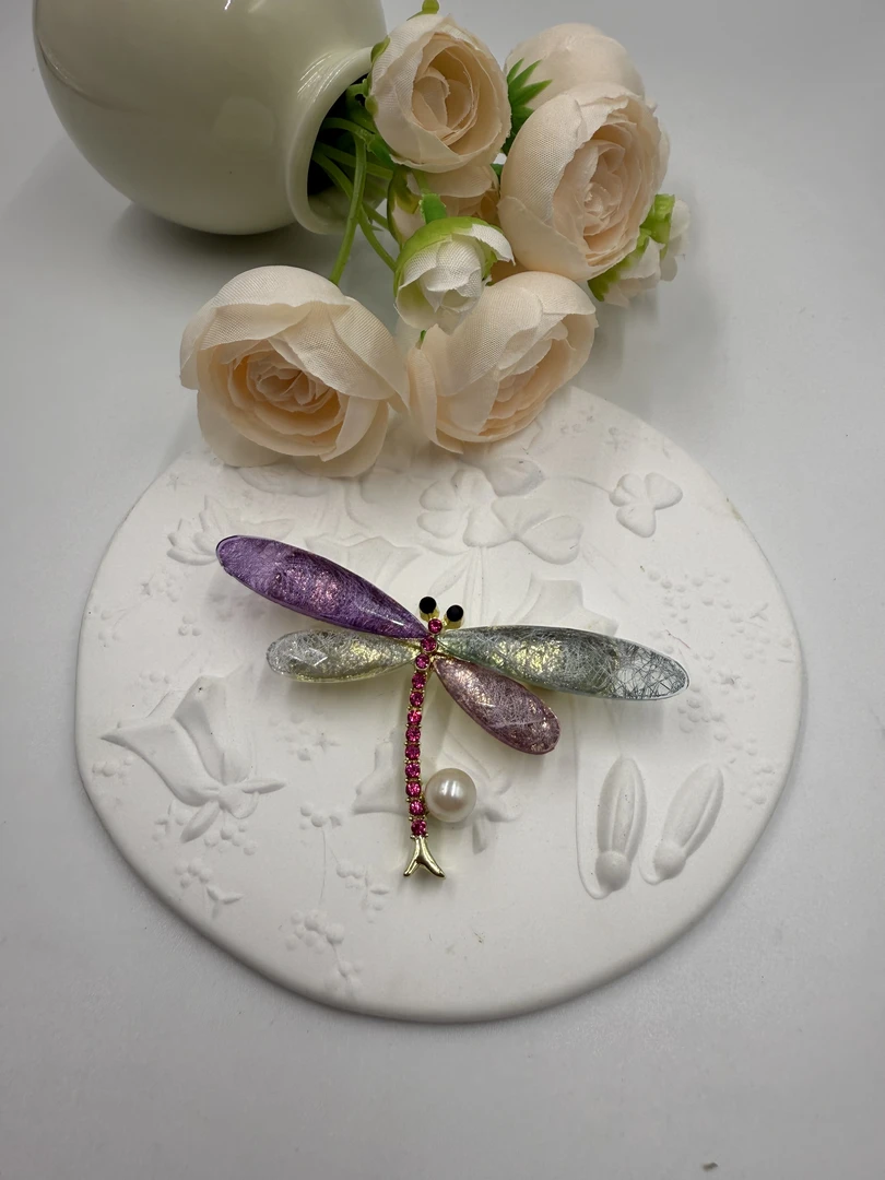 【晓艾珍珠】海水AKOYA蜻蜓胸针（合金）6-7mmE158