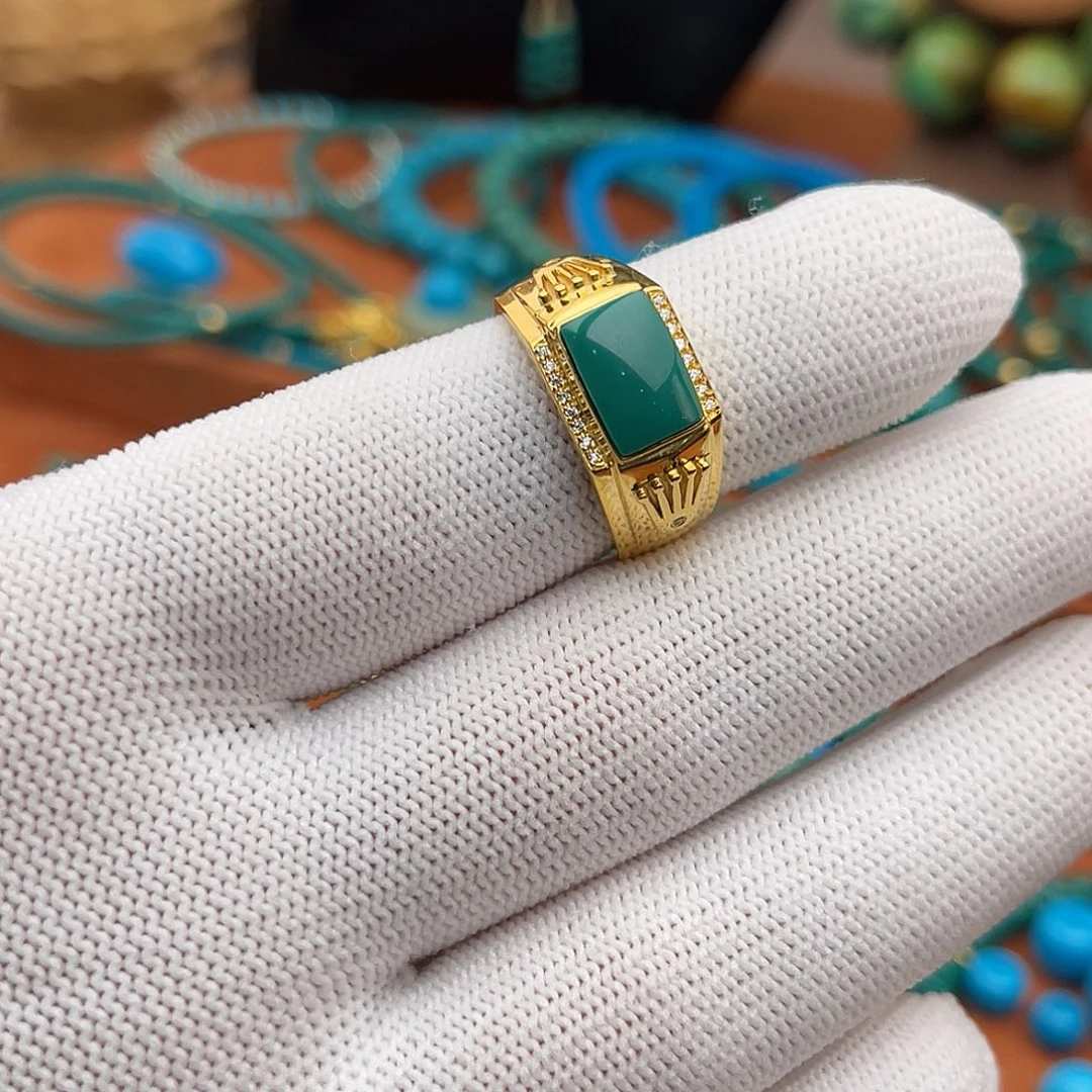 绿松石18K金镶嵌珠宝奇石