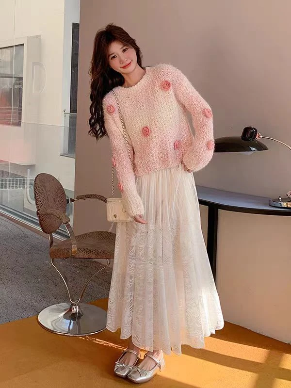 V170-V184新款春秋宽松针织毛衣时尚百搭慵懒圆领套头甜美