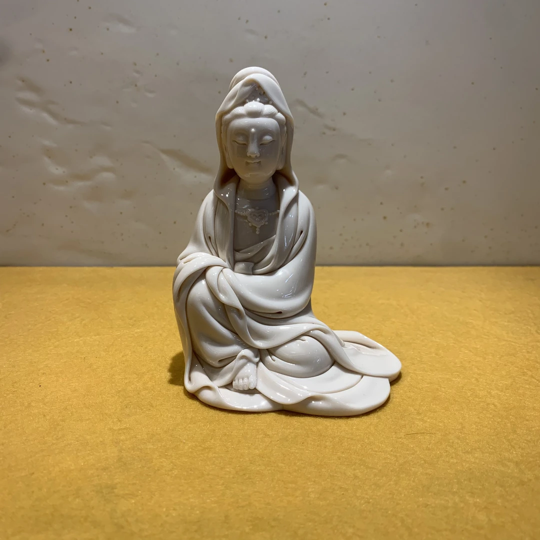 德化白瓷创意中式弥勒佛掌上观音陶瓷工艺品雕塑茶室观音菩萨家用