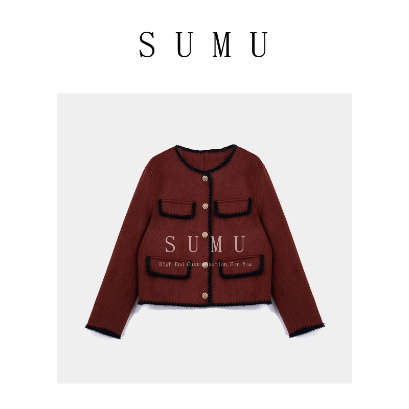 宿慕SUMU 小香风外套 12-14冬季新款百搭气质上衣8004