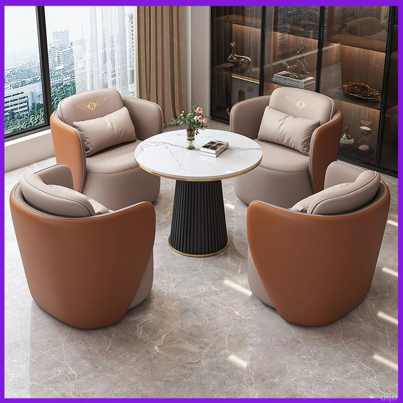 售楼处简约接待会客洽谈桌椅组合轻奢休闲商务酒店阳台休闲桌椅