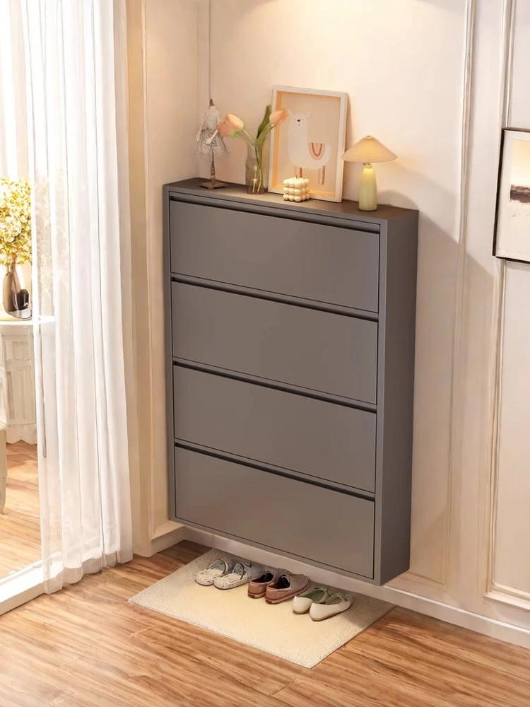 家用钢制超薄翻斗式鞋柜门口玄关一体翻斗柜新款大容量经济型窄柜