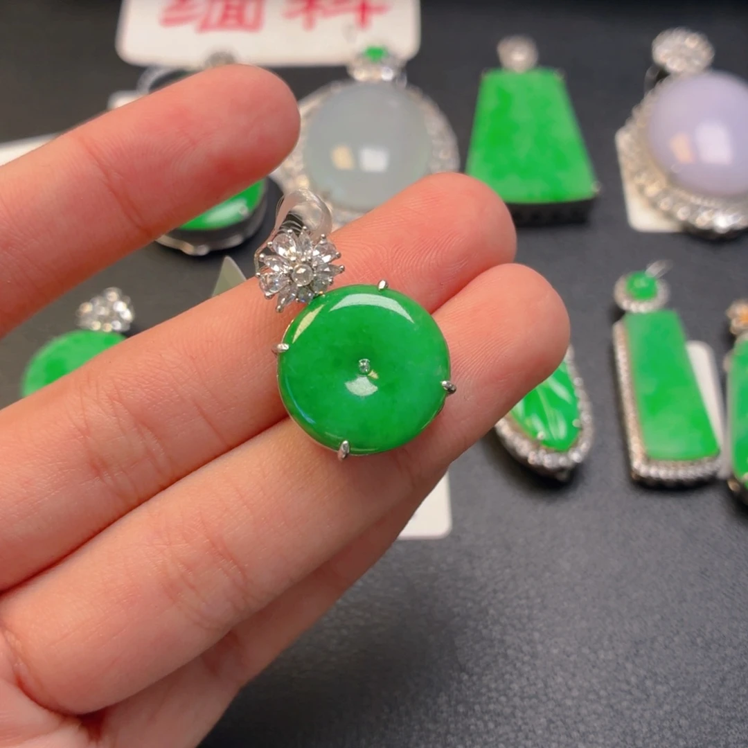 翡翠银S925镶嵌吊坠(不含链)