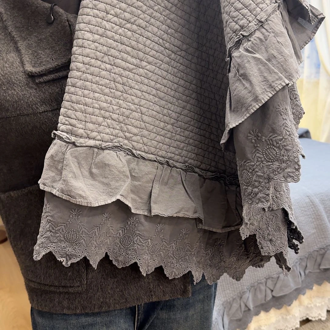 棉莱雅蓝灰色三件套床盖2.4*2.5