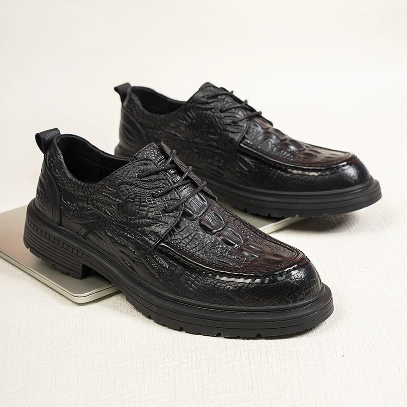 头层牛皮鳄鱼纹商务正装皮鞋男英伦风休闲真皮上班新郎男鞋25253