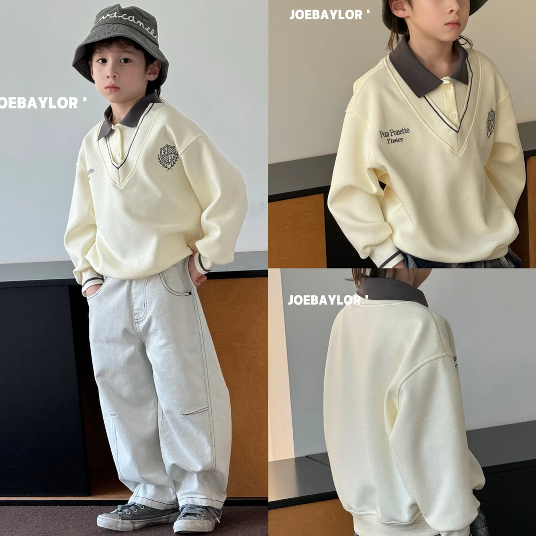 乔贝乐男童春秋POLO衫领上衣80055 中大童帅气春款上衣套头卫衣潮