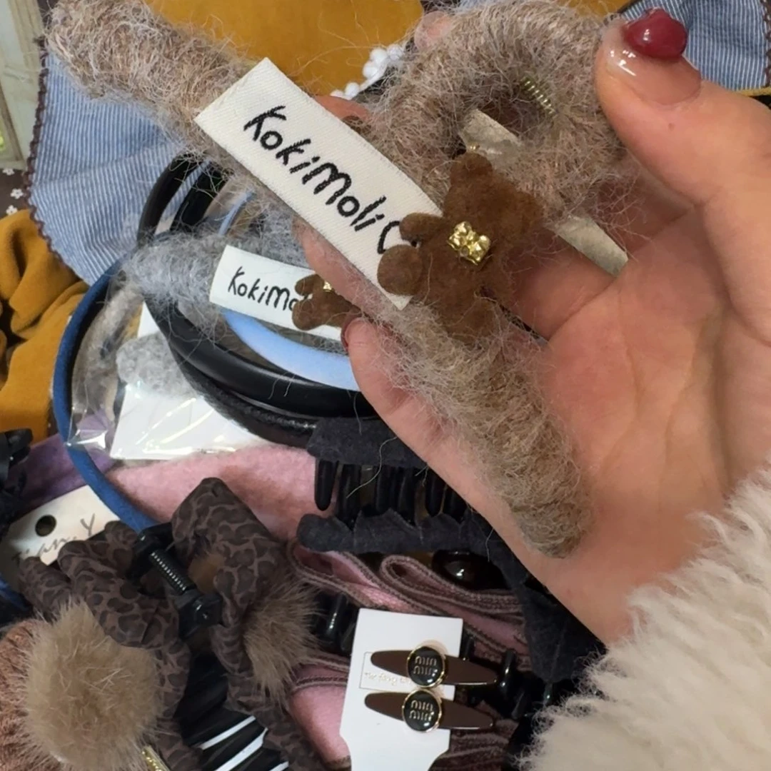 布艺铁合金咖色小熊抓夹