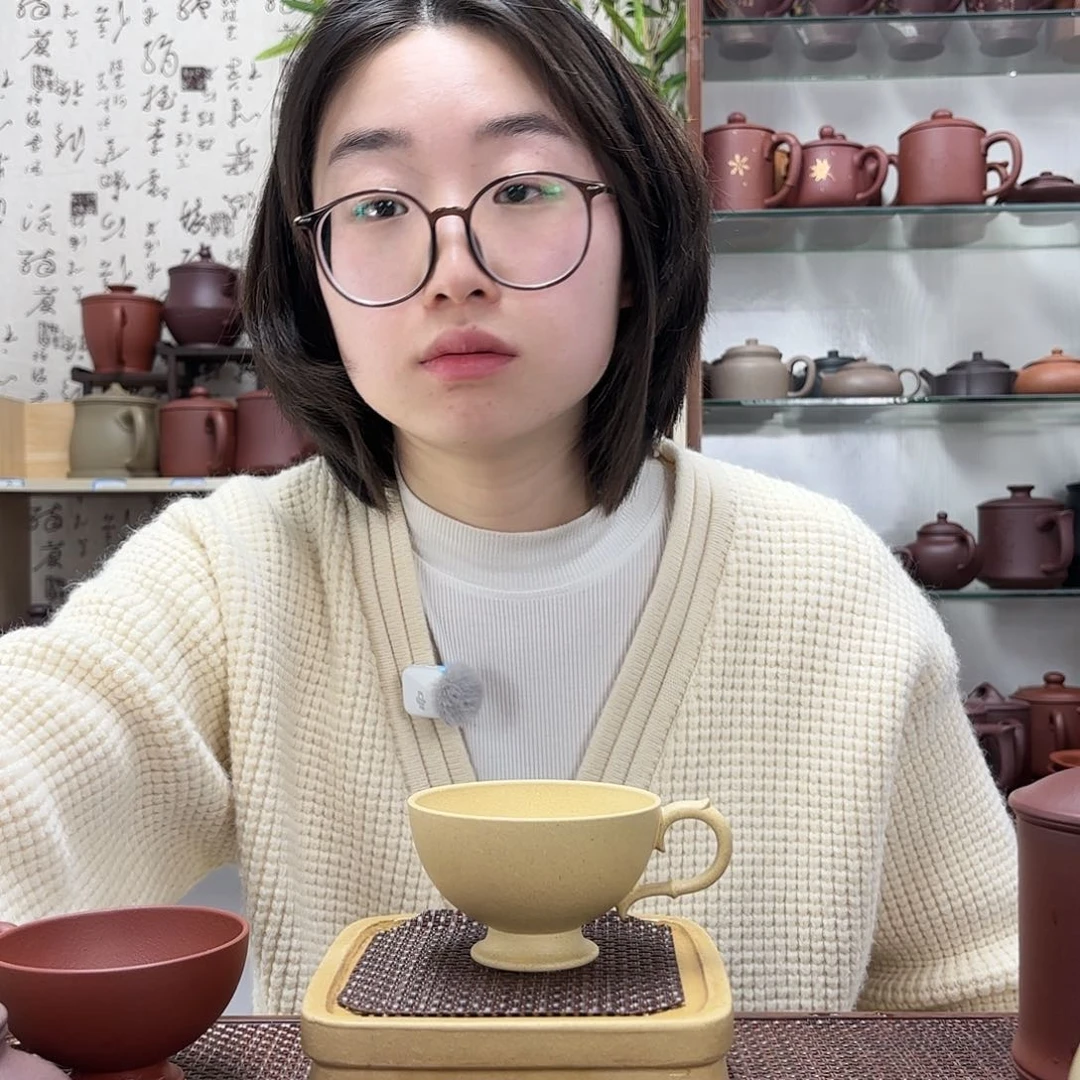 紫砂茶杯宜兴紫砂无礼盒本绿带把主人杯