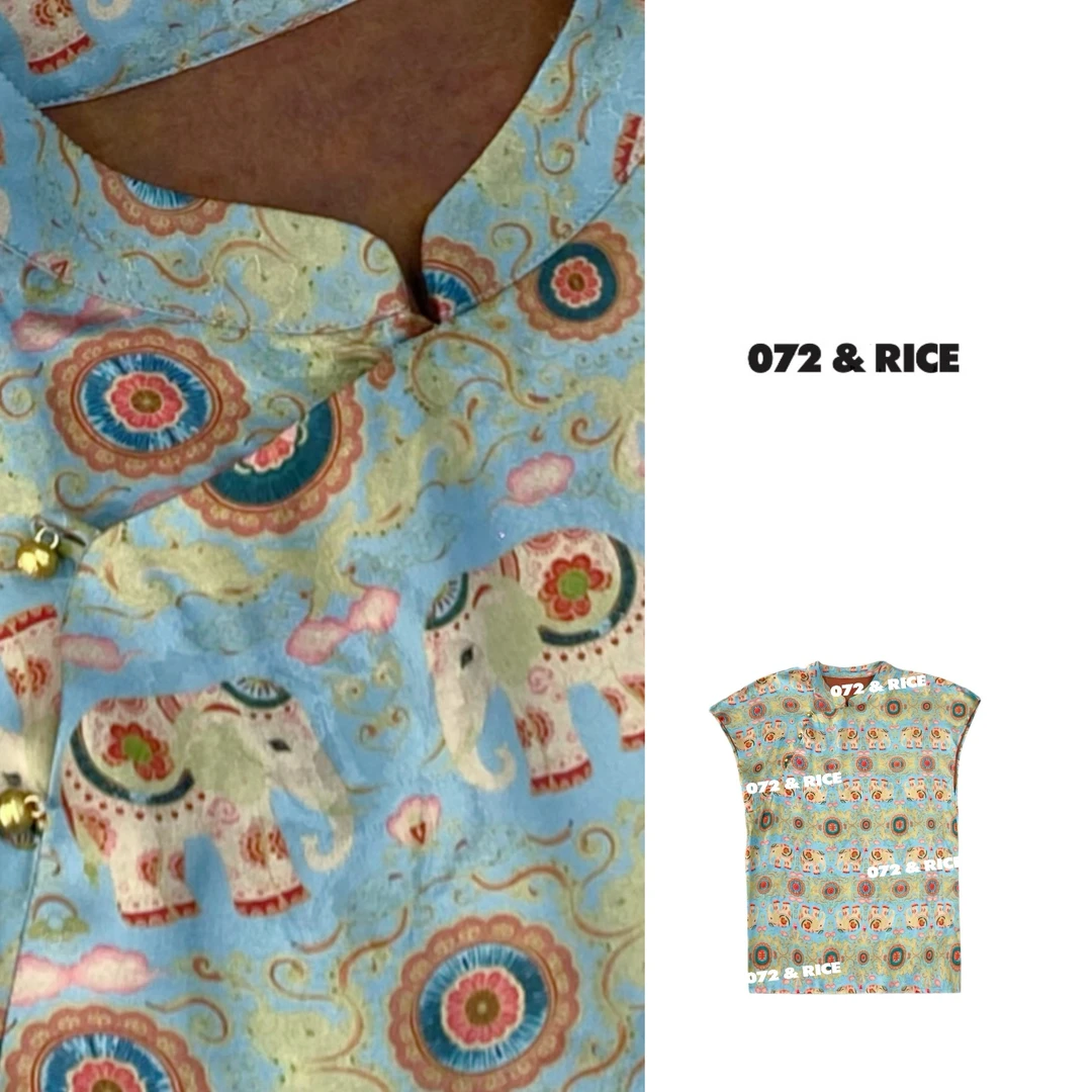 072 & RICE【吉象】夏季休闲圆领提花新中式上衣 A-32QX065