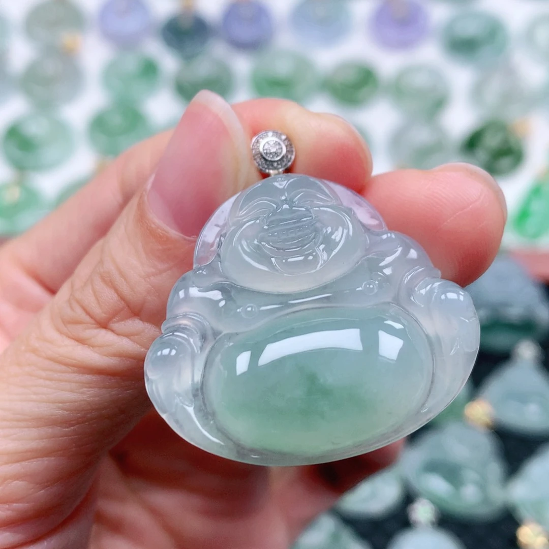 翡翠吊坠(不含链)18K金镶嵌