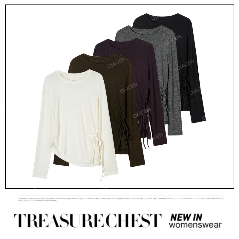 乔儿定制【水面膜t】高定款天丝羊毛T恤新款设计稿不规则女士上衣