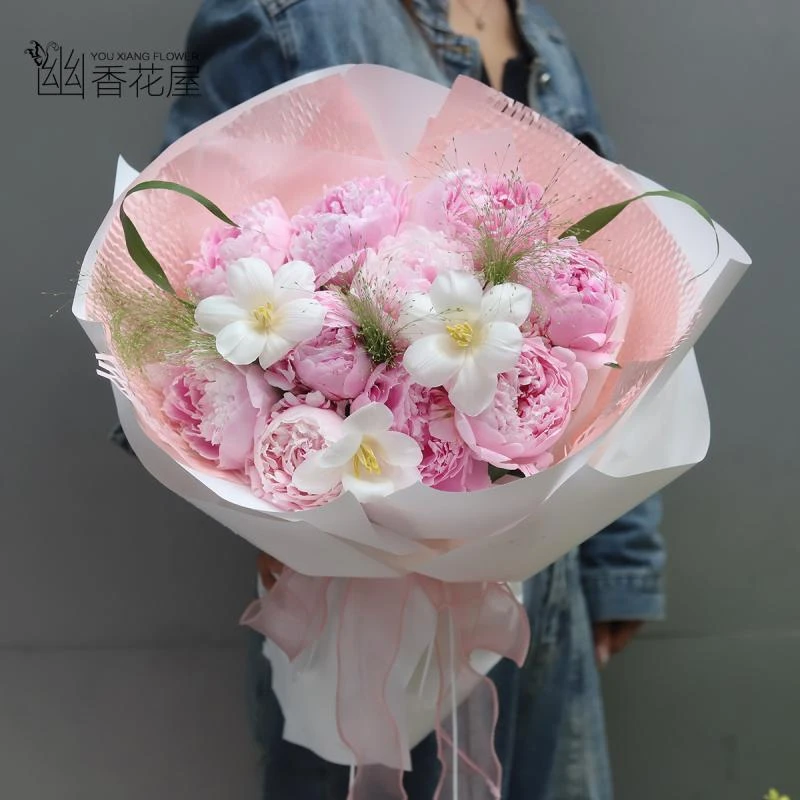 母亲节芍药花郁金香高端鲜花花束送女生老婆妈妈长辈生日花束同城