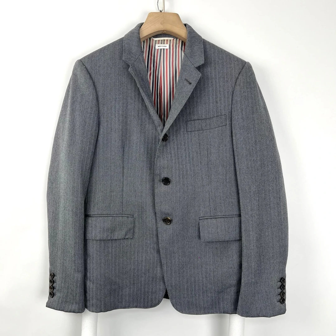 95新 THOMBROWNE 3码/深灰色条纹衬里西装外套/05689