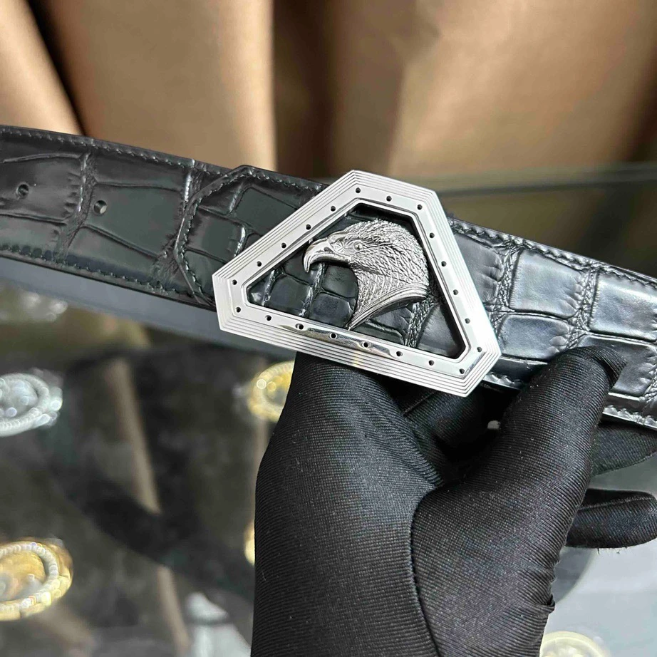 史蒂芬新款百搭男士皮带高档休闲老鹰头牛皮腰带青中老年时尚商务