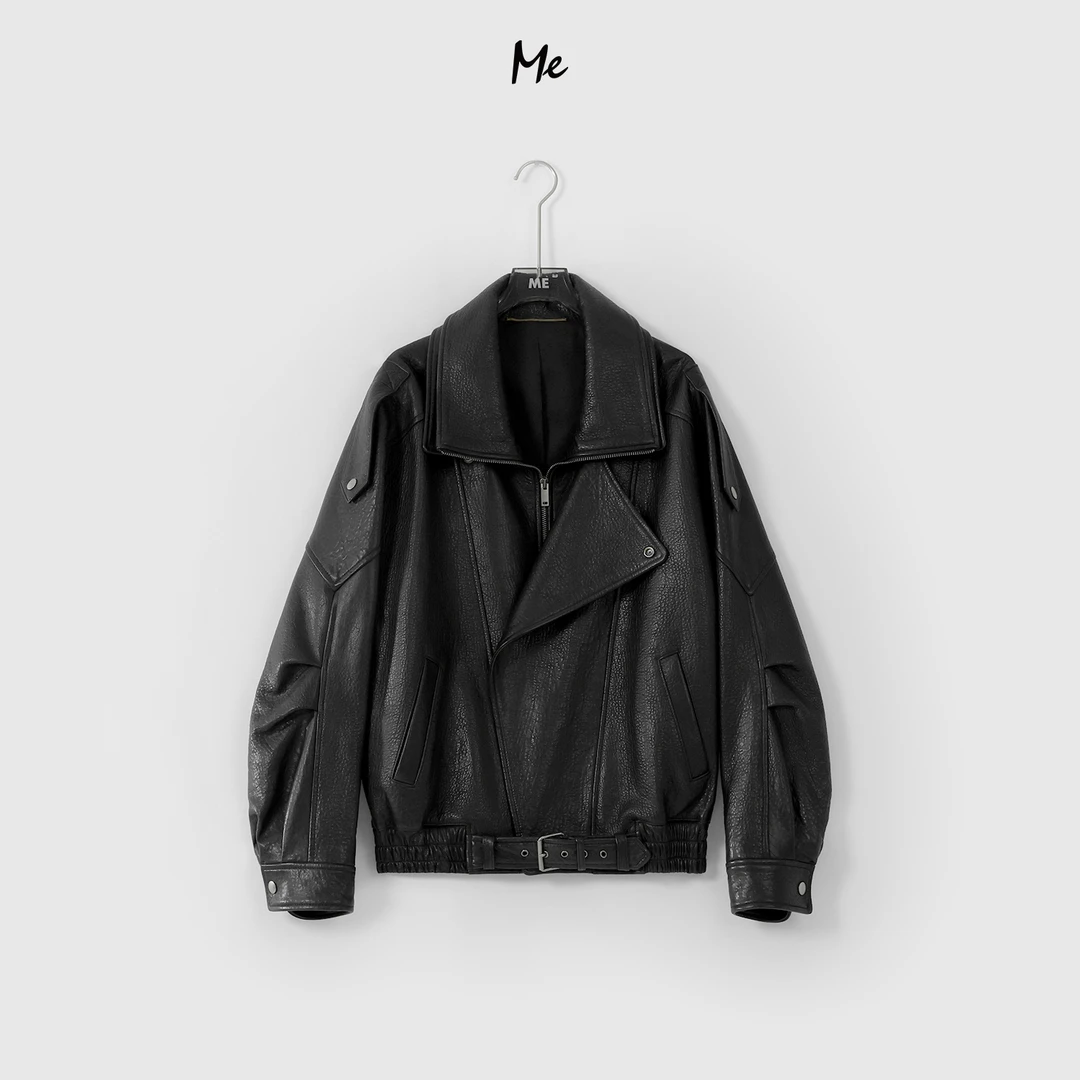 ME【廓型皮衣】英國进口羊皮超A酷飒造型百搭休闲真皮皮衣MEQA0185