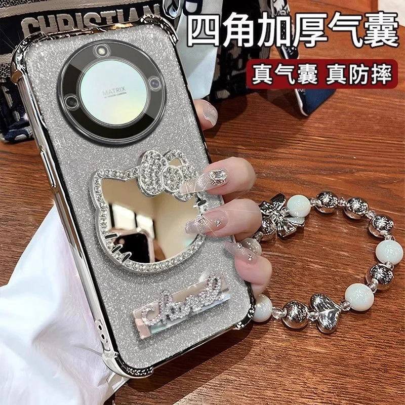 适用荣耀X70手机壳气囊硅胶X60网红女款X50支架X40镜子X30挂绳