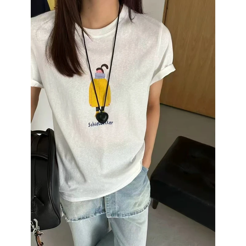 【锦衣服饰】YM 039卡通围巾女孩圆领T恤