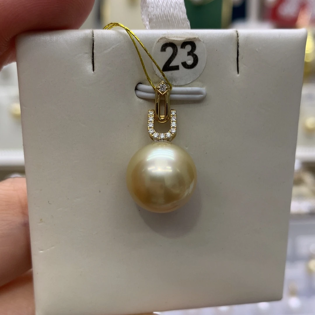 吊坠(不含链)18K金镶嵌海水珍珠