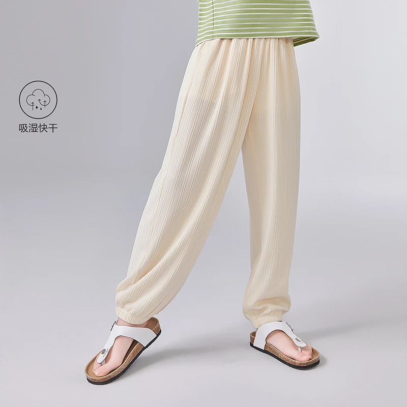笛莎童装裤子25年新款外穿中童基础款休闲运动束脚裤女童夏季