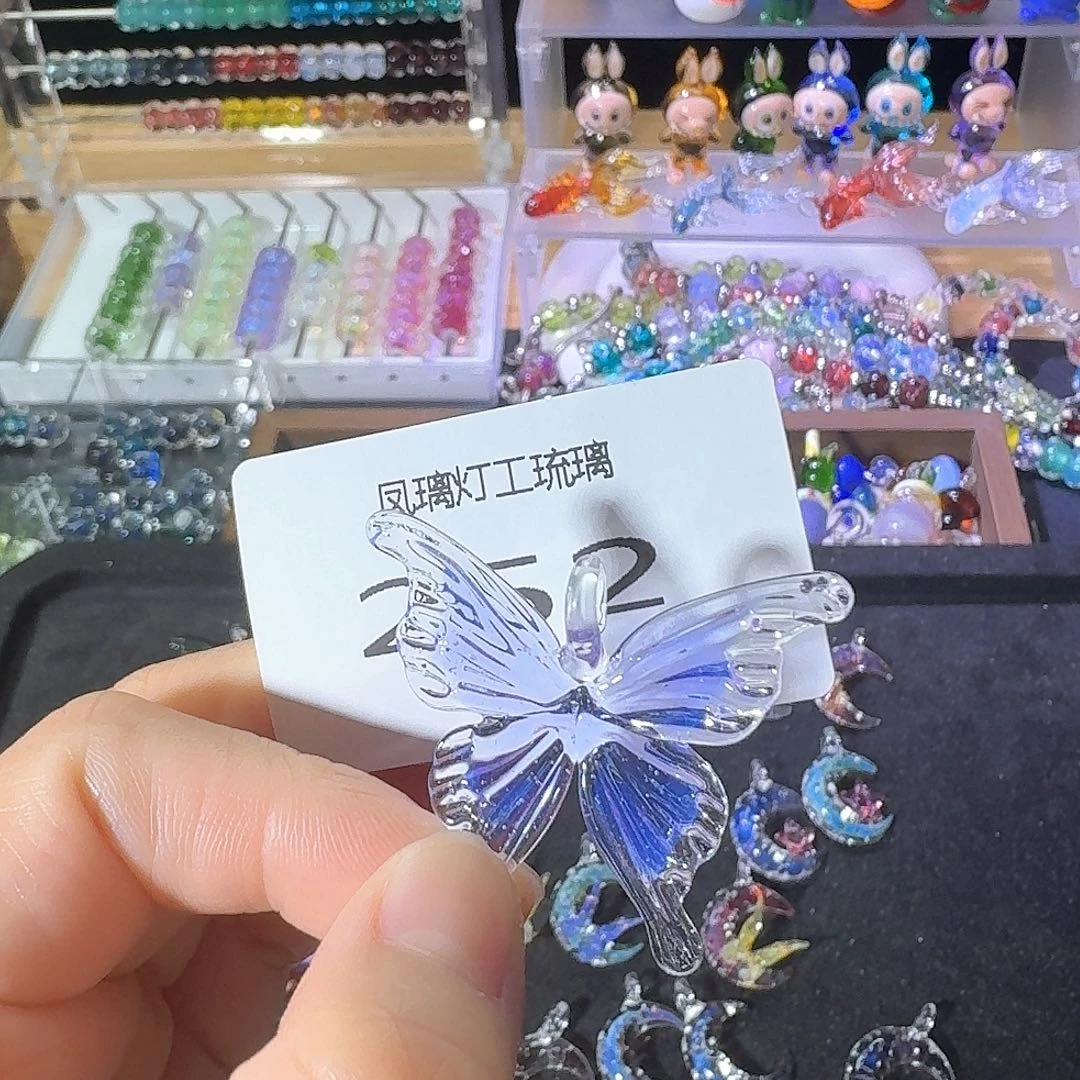 玻璃颈饰252蝴蝶吊坠