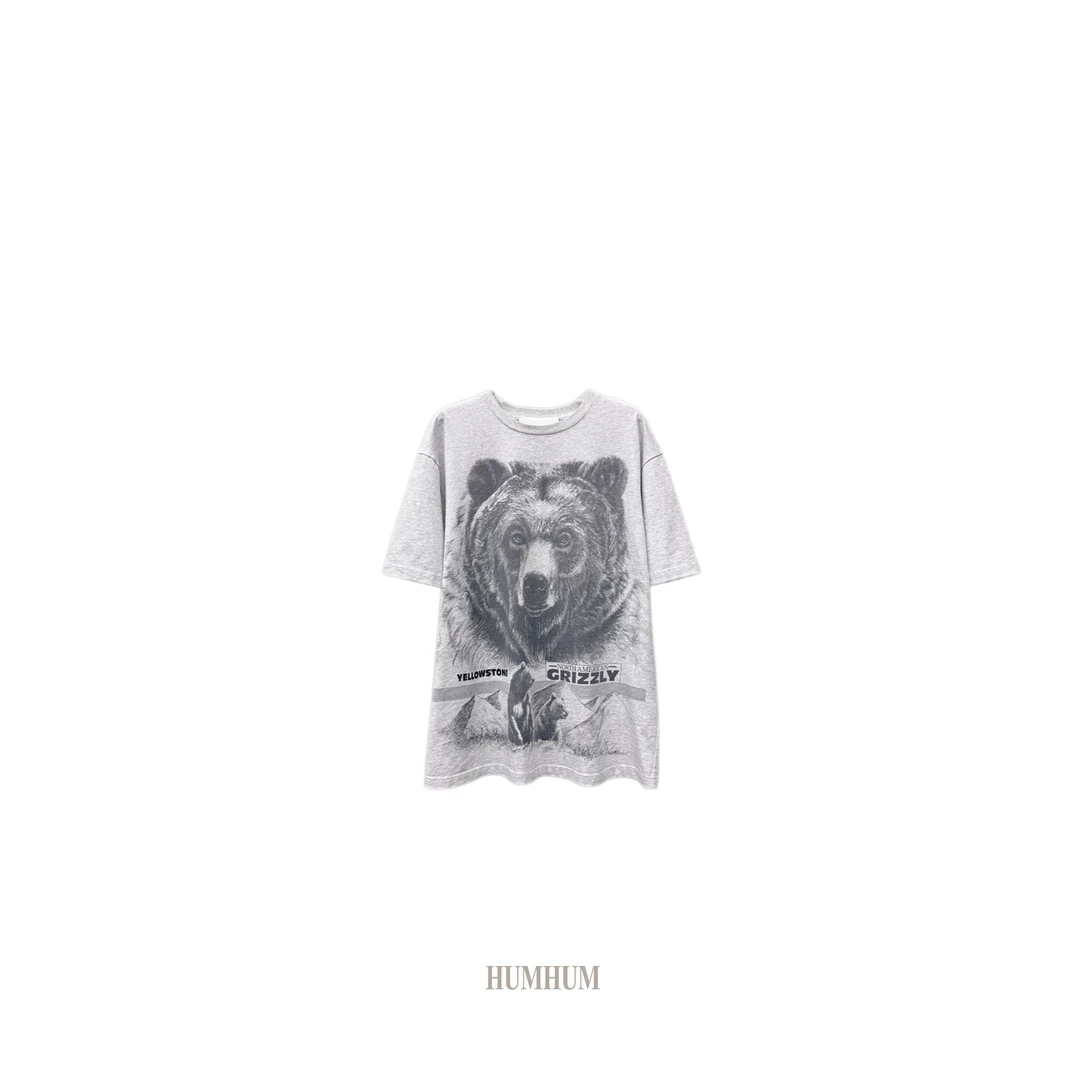 HUMHUM｜野生时髦精无性别素描棕熊T恤
