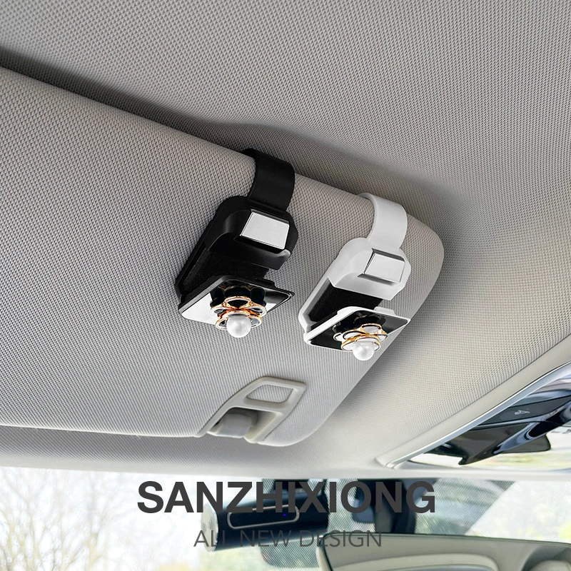 小花车载眼镜夹创意汽车遮阳板收纳夹眼镜架墨镜夹车内装饰卡片夹